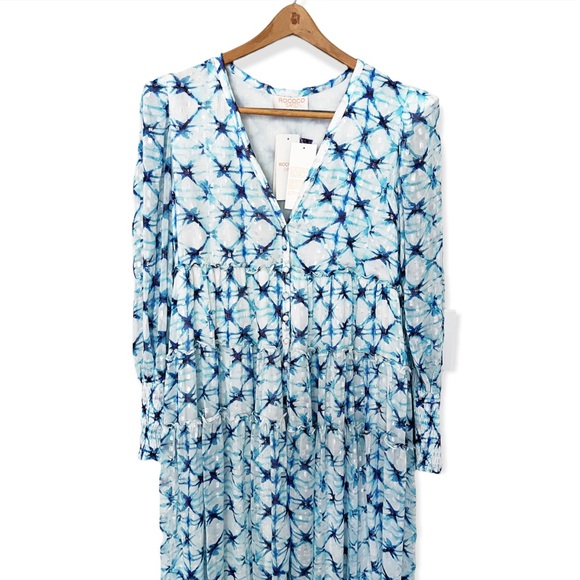 Rococo Sand Blue White Patterned Maxi Dress - Picture 2 of 6